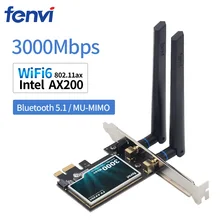 Wifi6 3000mbps desktop pcie wifi adaptador intel ax200 bluetooth 5.0 802.11ax banda dupla 2.4g/5ghz pci express cartão sem fio