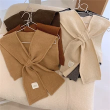 

Women Detachable Shawl Knitted Fake Collar Neck Warmer Autumn Winter Knit False Collar Blouse Half Shirts Collar Accessories