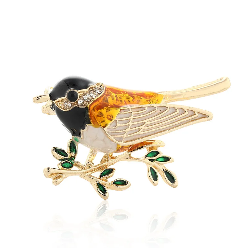 

AliExpress Hot Selling Fashion Color Oil Drop Bird Brooch Corsage Suit Elegant Alloy Pearl Collar Pin
