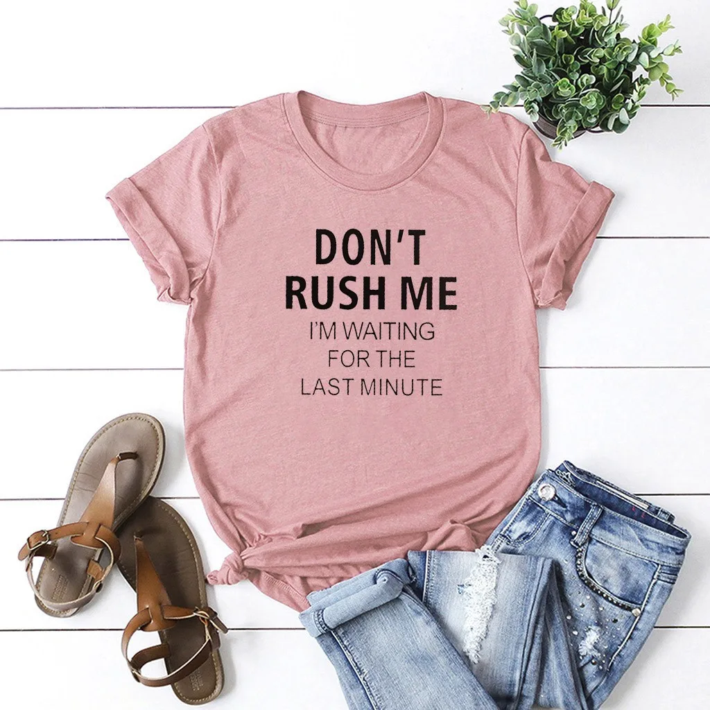 

JAYCOSIN Solid Color Women T-shirt Tops Burst Letters Printing short-sleeved Casual T Shirt Soft Loose Clothing Summer New 5XL