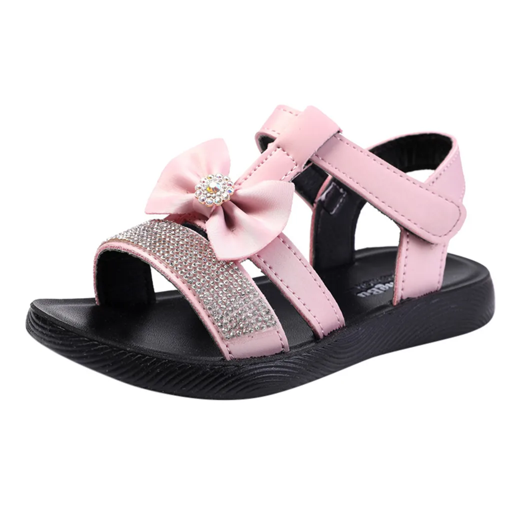 Girls sandals Korean version of rhinestones Princess shoes Summer new big children's sandals Bow Hook& Loop Y10.23