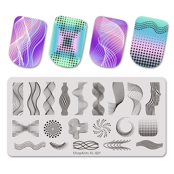 

Stainless Steel Beauty Nail Stamping Plates Stripe Lines Fantasy Dot Pattern 6*12cm Stencil Nail Art Stamp Template Accessoires