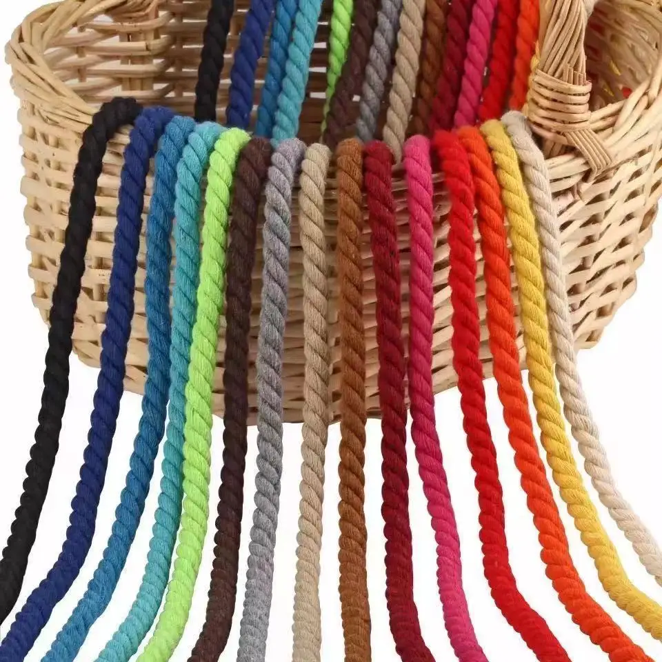 10Meters 5MM 3 Shares Twisted Colorful Cotton Cords/Rope for Bag Home Decor DIY Textile Accessories