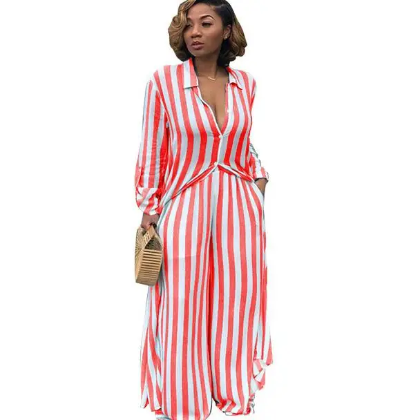 Желтый полосатый Женский комплект из двух предметов осень 2018 плюс размер