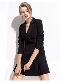 

SD455Q-Fashionable casual Blazer coat skirt 2019 new European and American women's spring and autumn black dress
