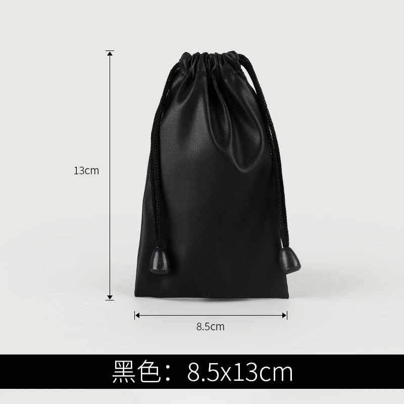 black 8.5x13cm Высокое Качество Пользовательский логотип сумка из искусственной кожи шнурок сумки гарнитура Кабель для передачи данных Водонепроницаемый хранения струнная сумка для подарков - Цвет: black 8.5x13cm