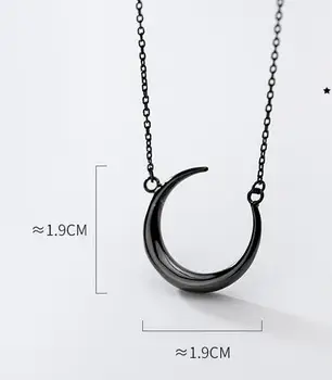 

1pc Real. Solid 925 Sterling Silver White/BLACK Moon Pendant Necklace GTLX2138