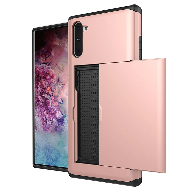 

For iPhone 11 pro Max Luxury Slide Credit Card Hybrid Armor Silicone Case Cover For Samsung Galaxy S10 5G S8 S9 NOTE 10