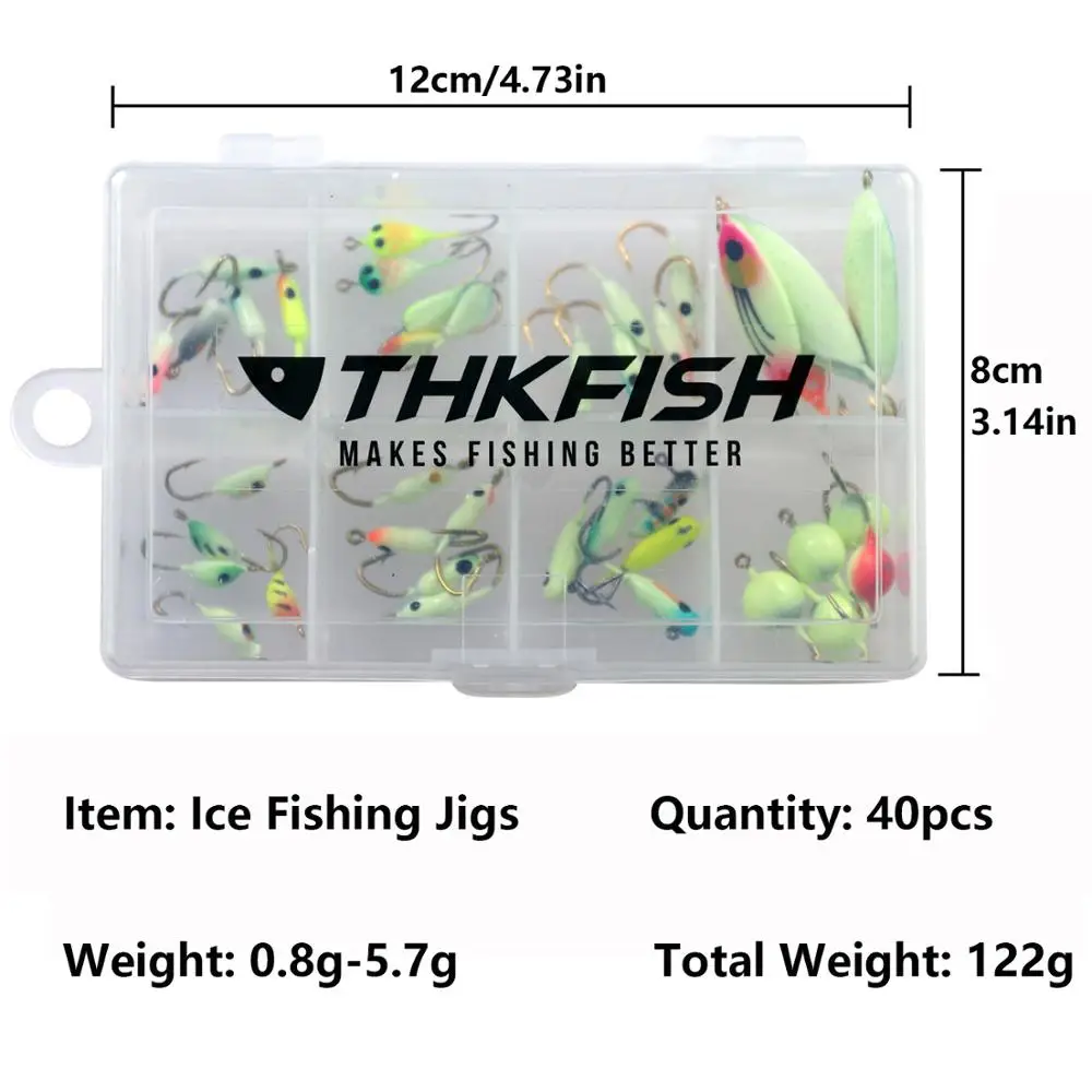 40pcs/box 0.8g-5.7g Ice Fishing Lure Glow Winter Ice Fishing Jigs For  Fishing Carp Pike Perch - AliExpress