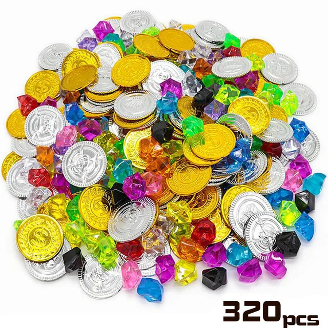 Children Pirate Gold Coin Gemstone Series Toys Activity Draw Props Children's Game Props Halloween Christmas Gifts 1