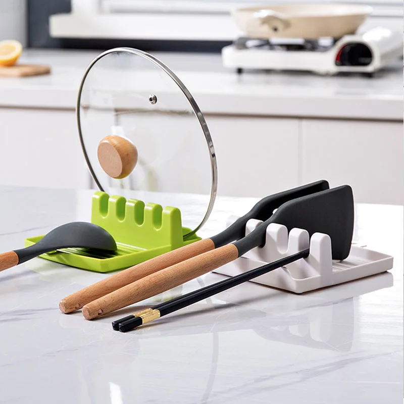 

Multifunction Kitchen Spoon Holders Fork Spatula Rack Shelf Organizer Plastic Spoon Rest Chopsticks Holder Non-slip Spoons Pads