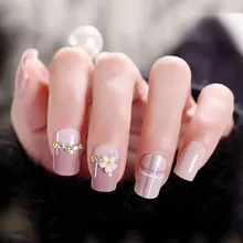 24 шт накладные ногти свежий стиль цветы Печать накладные декоративные ногти дизайн розовый красный синий накладные ногти с клеем для девочек DIY