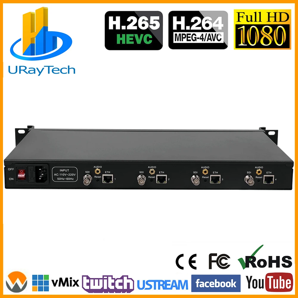 4 канала H.265 H.264 SD HD SDI для потоковой передачи IP видео|video iptv|rtsp encoderrtmp encoder |