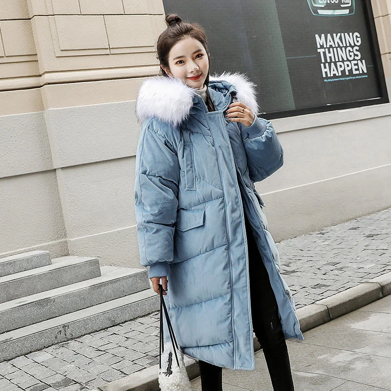 

Pleuche thicken Parkas Women Coats Fashion Winter Loose Jackets Hooded Faux Fur Long Coat Female Warm Wadded Outerwear D274