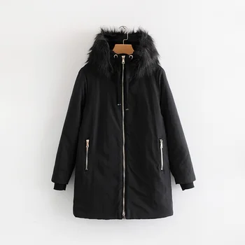 

2019 Winter Women Drawstring Fur Hooded Long Jacket Fashion Female Parkas Thick Warm Padded Cotton Coat Casual Outerwear