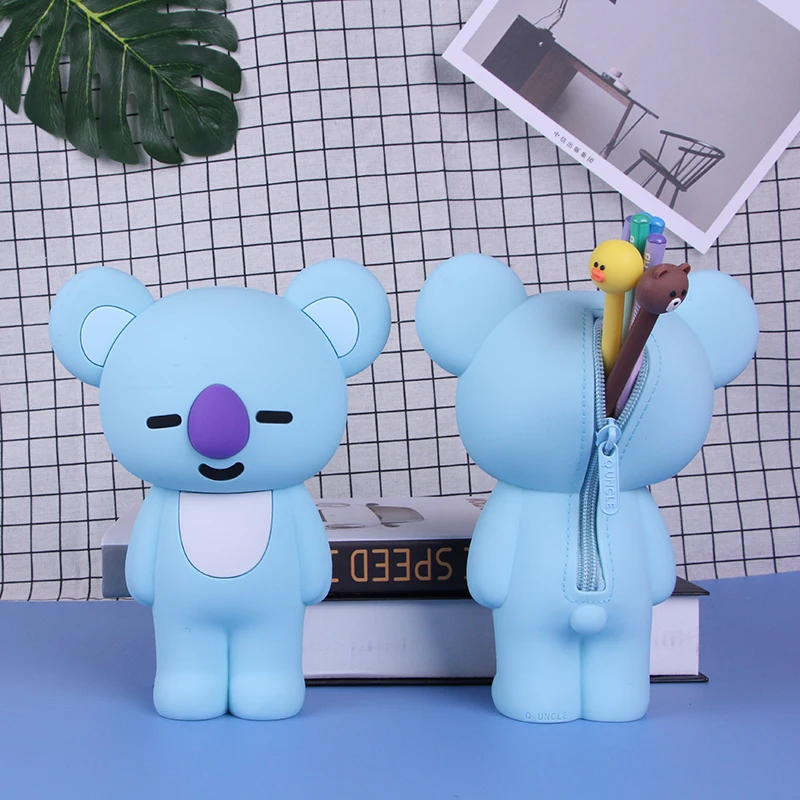 

Korean Kawaii Holders Cute Cartoon Animal Pencil Case Sliicone Large Pencil Bag For Kids School Supplies Key Wallets For Ladies