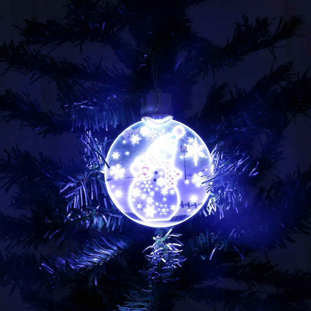 Ночные светильники Акриловые огни Светодиодный Рождественский кулон в виде дерева Подвесные Украшения Снеговик узор рождественские товары подарки Декор F930