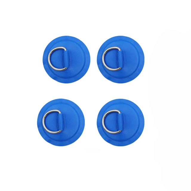 Surfboard Dinghy Boat PVC Patch With Stainless Steel D Ring Deck Rigging SUP Board Round Ring Pad with Elastic Bungee Rope Kit Blue