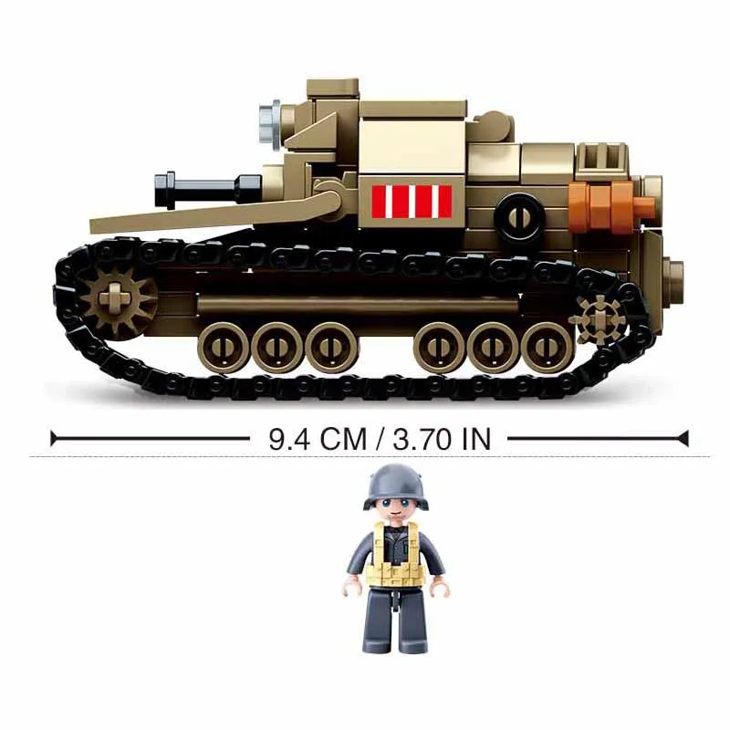 Sluban 186Pcs World War II CV33 Light Tank Building Blocks WW2 Military Educational Model Toys As Christmas Gift For Children