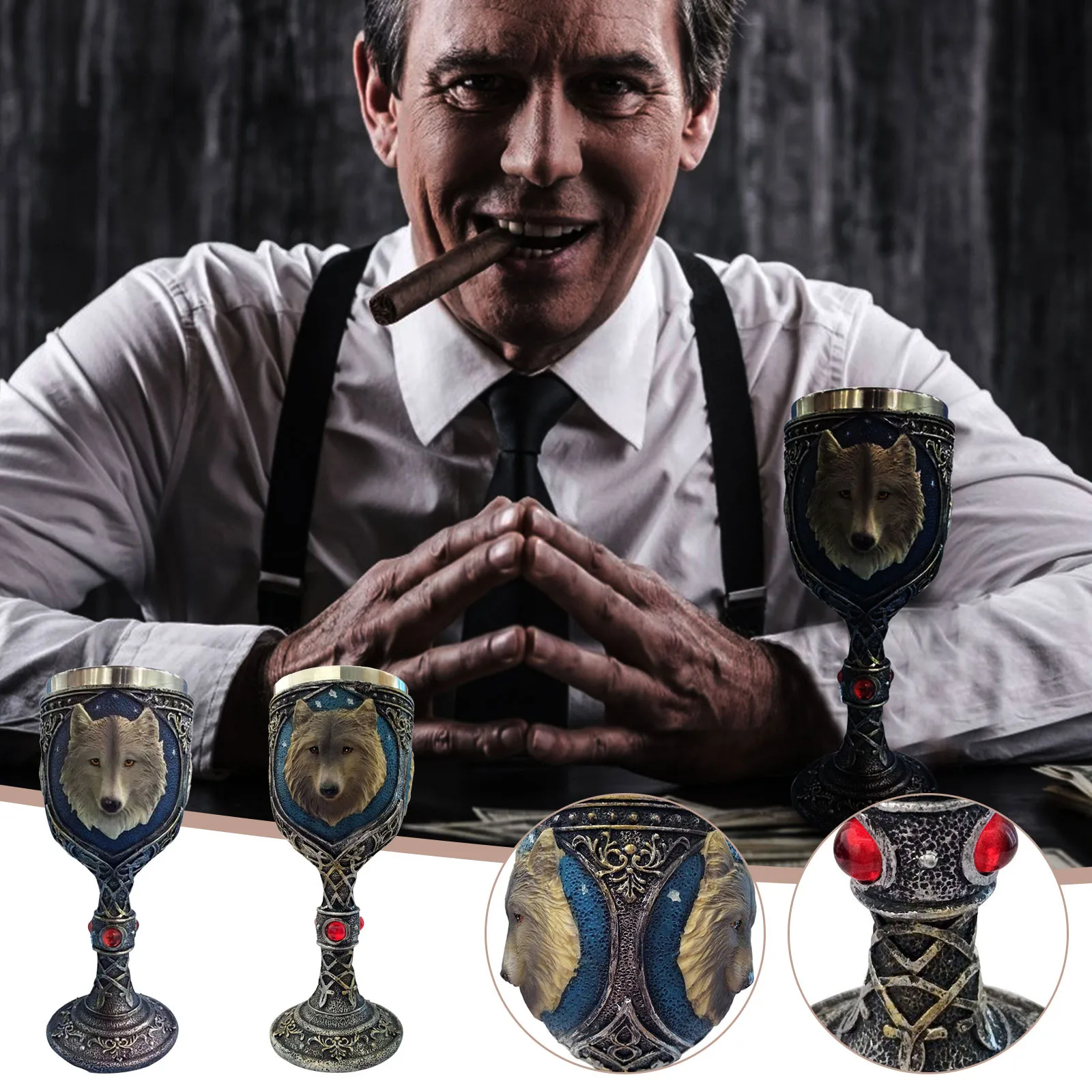 200ml Unique Gothic Goblet 304 Stainless Steel Resin Material Drinkware Barware For Home Office Halloween Party 1 Pcs Wine Glass |