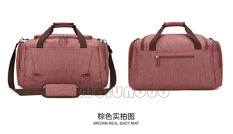 Large capacity travel bag anti splashing material for men and women pure color luggage travel bag