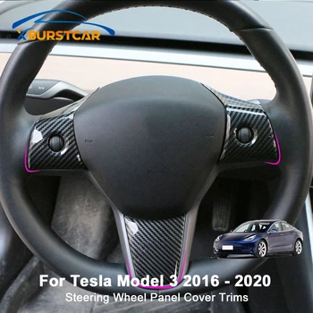 

Xburstcar Carbon Fiber ABS Chrome Car Steering Wheel Panel Cover Trims Fit for Tesla Model3 Model 3 2016 2017 2018 2019 2020
