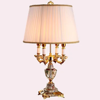 

Classic European crystal table lamp lighting bedroom bedside lamp luxury fashion crystal desk lamp Abajur E14 LED Bulb MJ1024