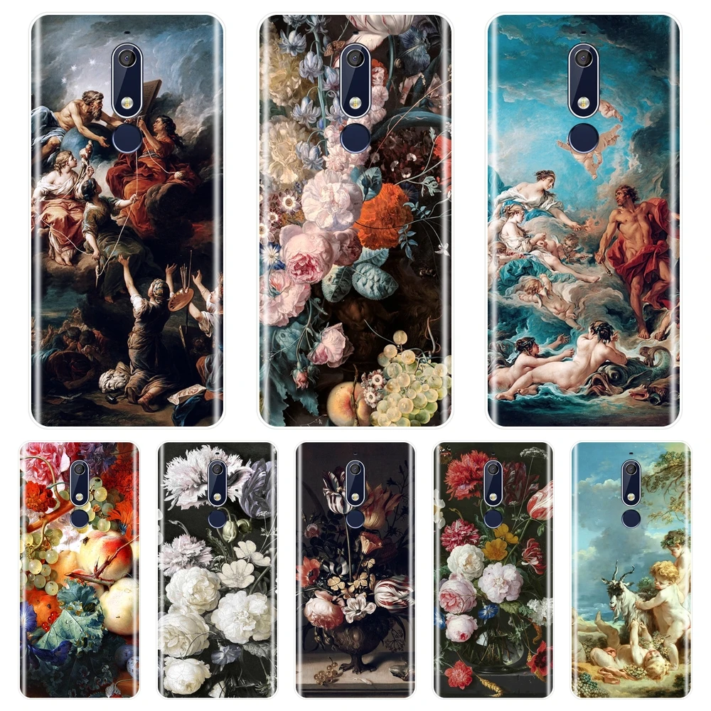 

Back Cover For Nokia 7.1 6.1 5.1 3.1 2.1 Plus Soft Silicone Art Flower Aesthetic Case For Nokia 2.1 3.1 5.1 6.1 7.1 Phone Case