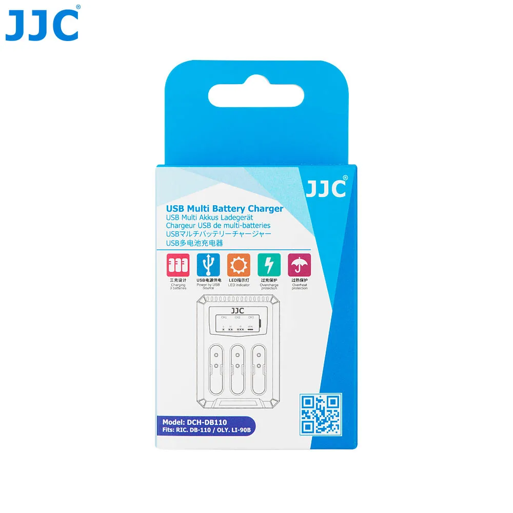 JJC USB мульти зарядное устройство для Ricoh DB-110/Olympus LI-90B/JJC B-DB110 Зарядка 3 батареи со светодиодный индикаторами кабель-удлинитель