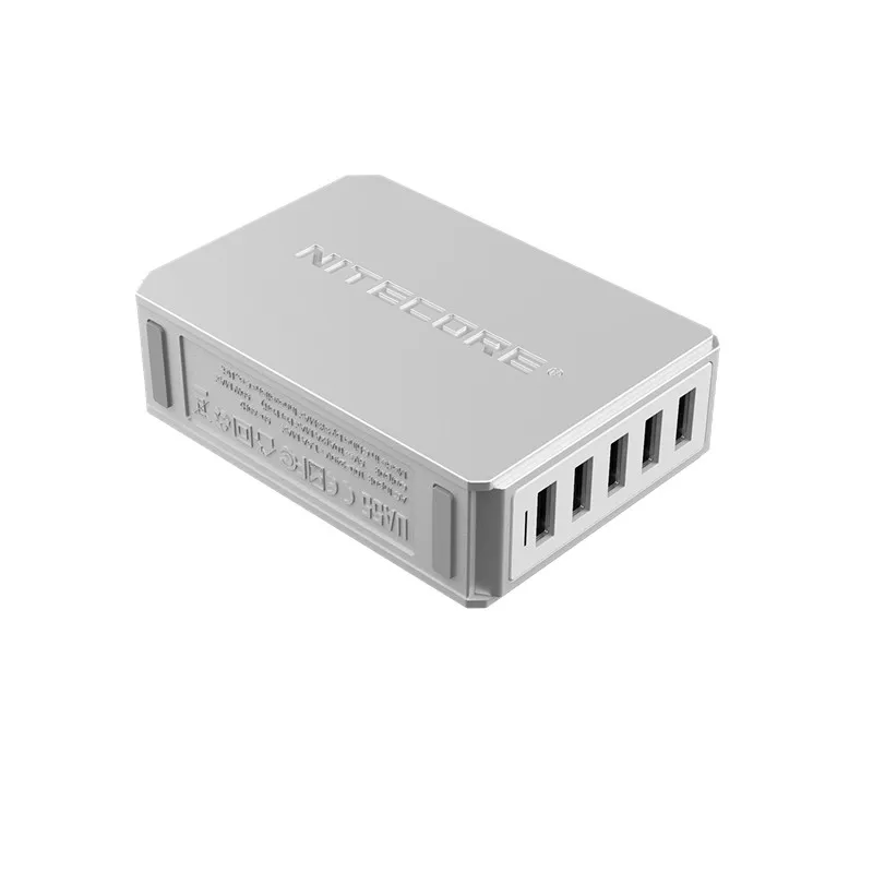 NITECORE UA55 5-Порты и разъёмы Зарядное устройство USB адаптер 50 Вт высокой мощности Скорость зарядки 10A Max Выход ток адаптер для зарядного устройства