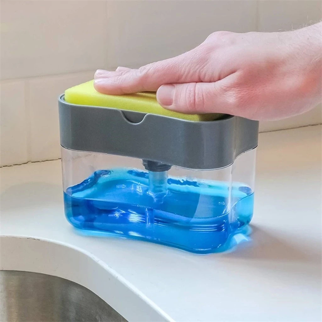 2 in 1 Sponge Soap Dispenser Soap Holder Kitchen Storage Rack Shelf