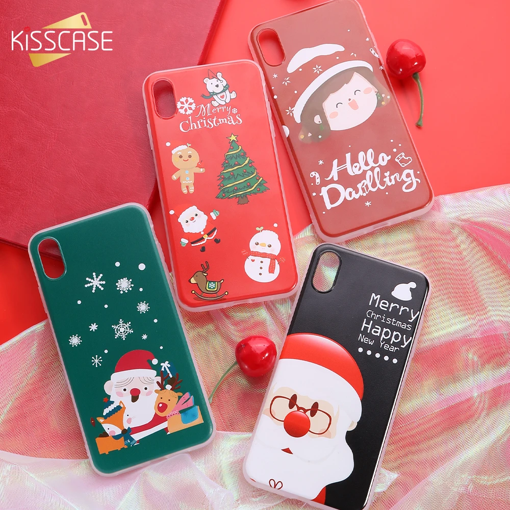 

KISSCASE TPU Christmas Case For iPhone 11Pro Cover Cute Santa Cover For iPhone XS Case 6 6S 7 8 X XR XS MAX 11PRO MAX 11 6Plus