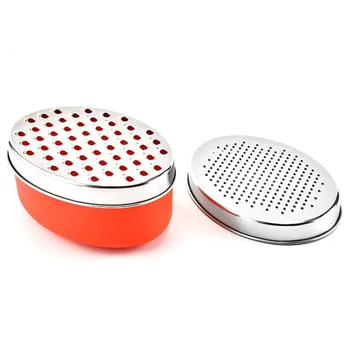 

Fruits Vegetables Slicer Kitchen Multifunctional Stainless Steel Cheese Grater Container Easy Clean Oval Box Quick Practical
