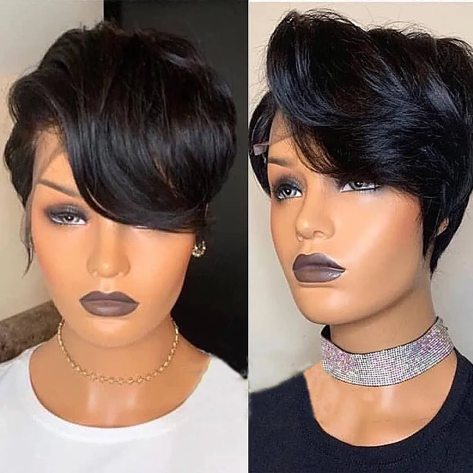 

Roselover Pixie Cut Wig Lace Front Human Hair Wigs Remy Brazilian 13*4 Lace Short Bob Wig 150% Density Pre Plucked Bleached Knot