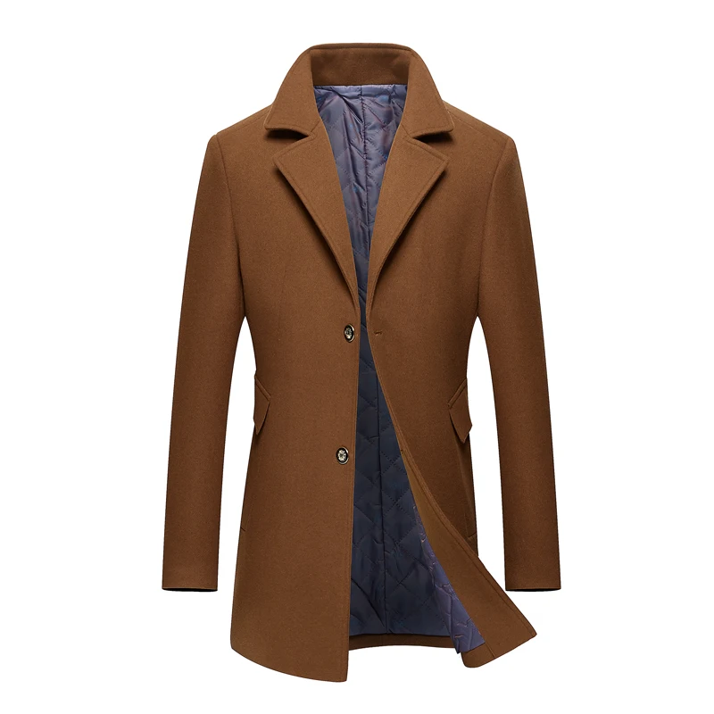 

50% Wool Coat Men Thick Warm Winter Jackets Mens Solid Color Long Trench Male Single Breasted Business Casual Overcoat Men Parka