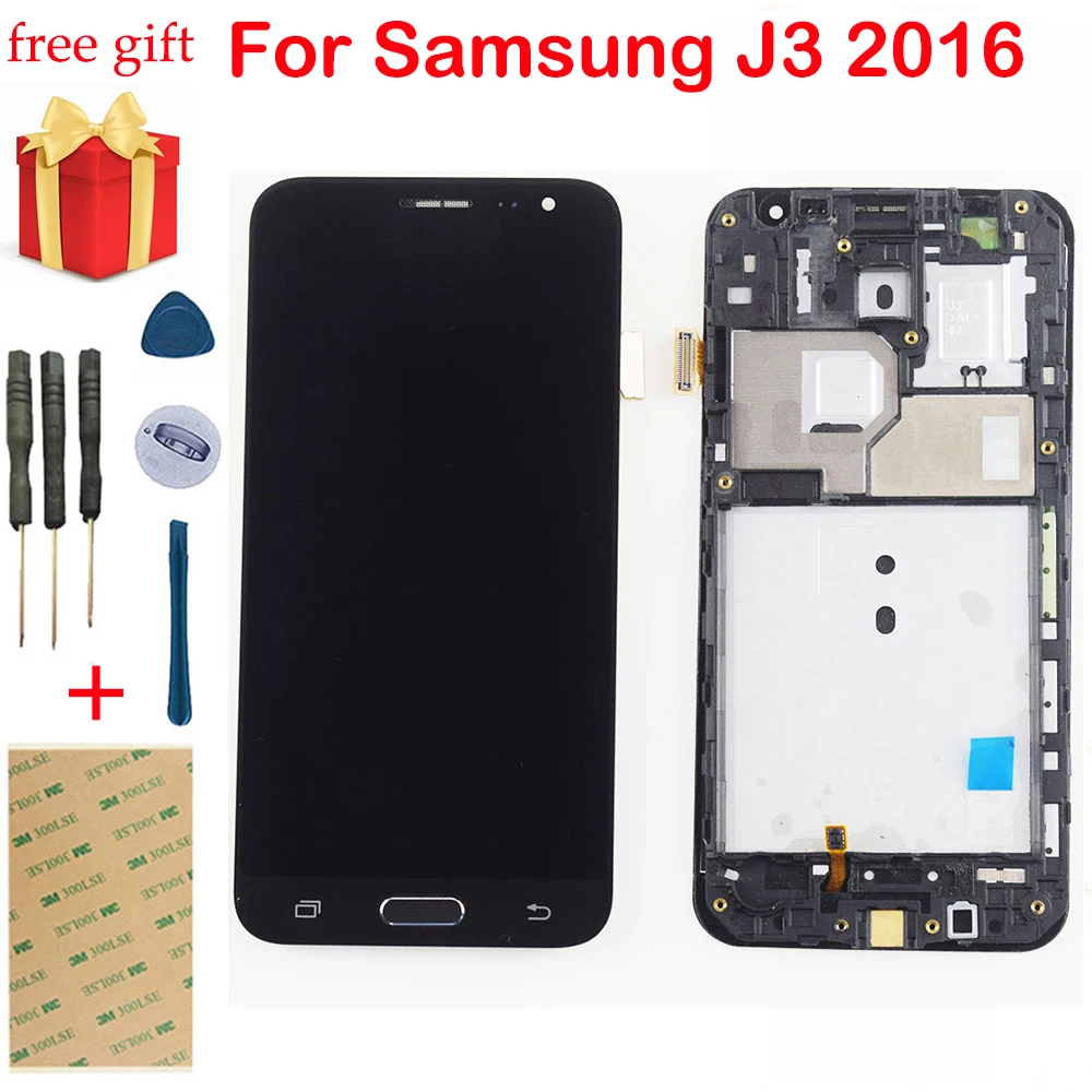 Online Para Samsung J3 2016 pantalla lcd j320 J320A J320F J320M J320FN J320H LCD pantalla táctil digitalizador J3 2016 LCD marco de montaje