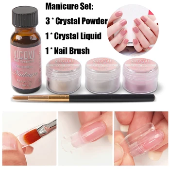 

5 Pcs/Set Painless Nail Extensions Kit Quick Building Long Lasting Nail Liquid Crystal Powder Nail Art Manicure Tools Set