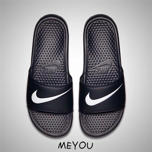 312618-011 Nike BENASSI JDI женские тапочки унисекс Comfortab Черные Спортивные Тапочки противоскользящие сандалии Новое поступление#818736 - Цвет: 312618-011