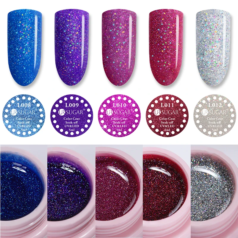 UR SUGAR Sequins УФ гель Полупостоянный Цвет гель лак для ногтей гель растворимый лак нужен УФ светодиодный светильник отверждения База Топ Enam