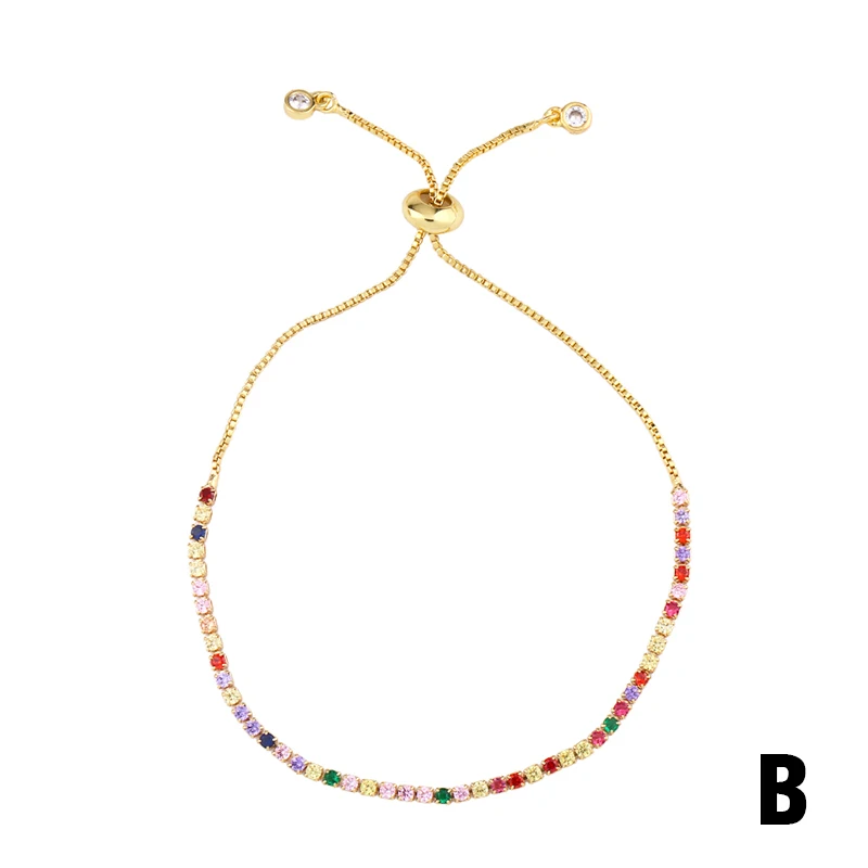 Новые золотые браслеты с цирконием для девушек, радужные регулируемые разноцветные золотые браслеты в стиле бохо для женщин, радужные ювелирные изделия, brt-b43 - Окраска металла: brt-b53-B
