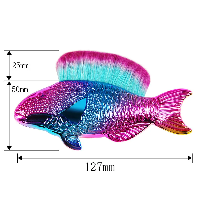 1 шт. в форме рыбы нейлоновая кисть для нейл-арта пигментная пылечистка ногтевая Кисть для геля очиститель блеска для ногтей инструмент для маникюра мягкая кисть для румян