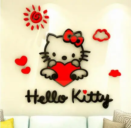 3D Новые DIY HelloKitty стереоскопические наклейки для стен для детской комнаты акриловый кристалл мультфильм спальня фон 3D украшение стены - Цвет: A2