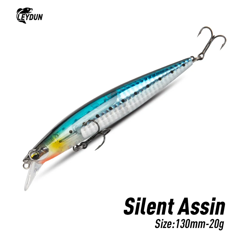 LEYDUN Floating Sea Bass Fishing Lures Baits 130mm 20g Minnow Lures with Flash Blade Hard lure