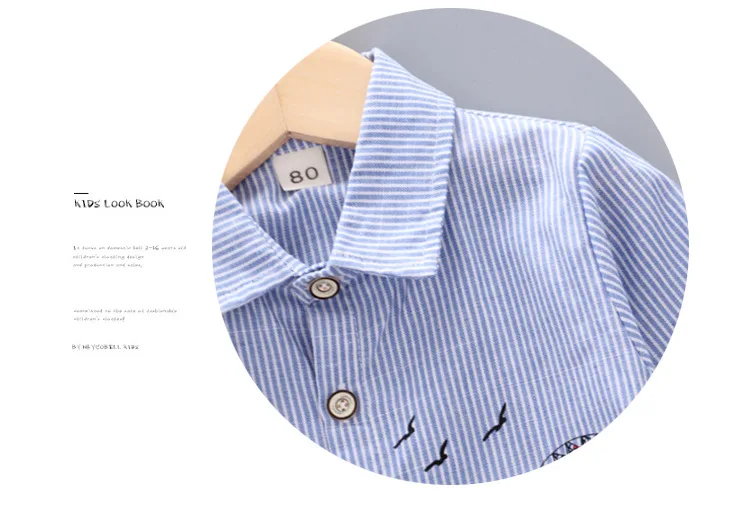 New Style Spring Clothing CHILDREN'S Shirt Men's Stripes Long Sleeve Spring And Autumn Children Shirt Printed Korean-style
