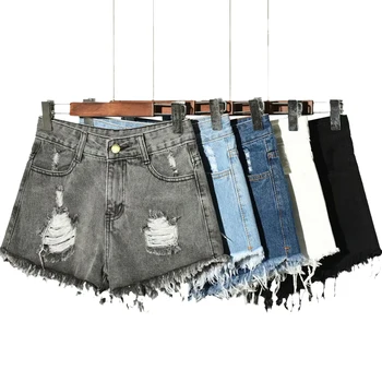 

2020 sexy summer denim shorts women high waist Jean shorts female loose hole jeans shorts with pockets casual plus size S-6XL