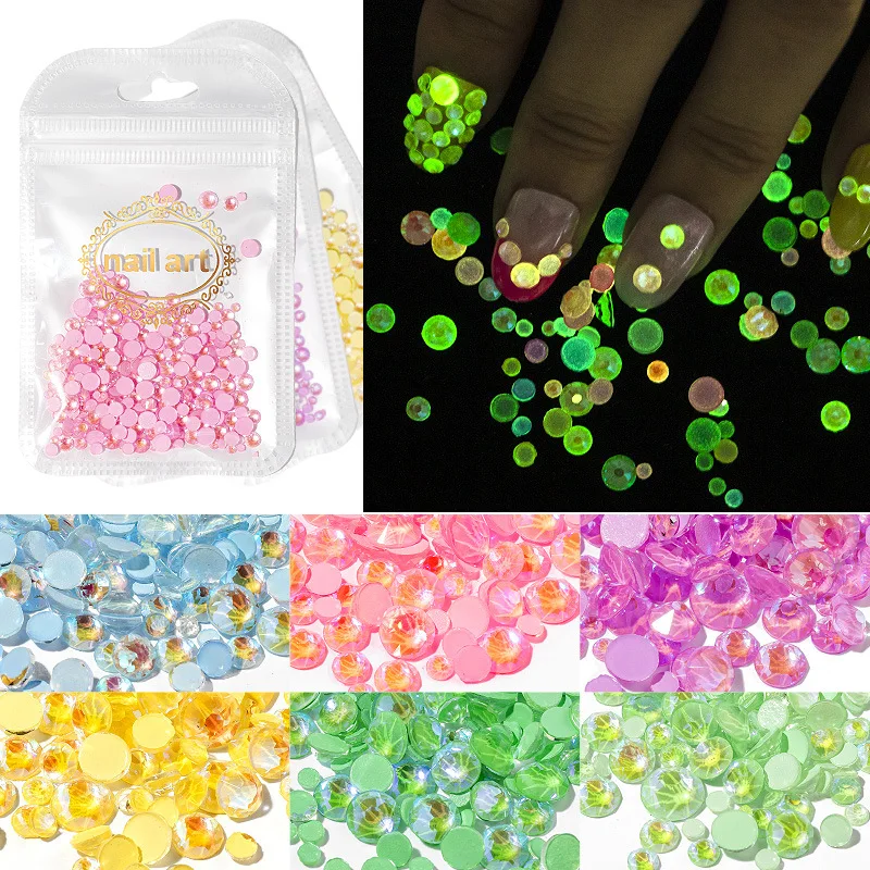 CYSHMILY 250Pcs/Pack Luminous Crystal Mix 3D Rhinestone Flash For Nails Glitter Jewelly Glow In The Dark Nail Art Decorations | Красота и