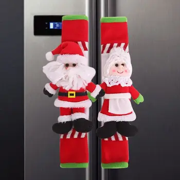 

2 Pcs Christmas Refrigerator Handle Covers Set Cute Santa Fridge Door Cover Appliance Handle Covers Kitchen Decorations 25