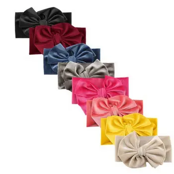 

8 Pcs/Set Children'S Gold Velvet Bow Velvet Stretch Nylon StretchingHeadband Without Deformation Decorations