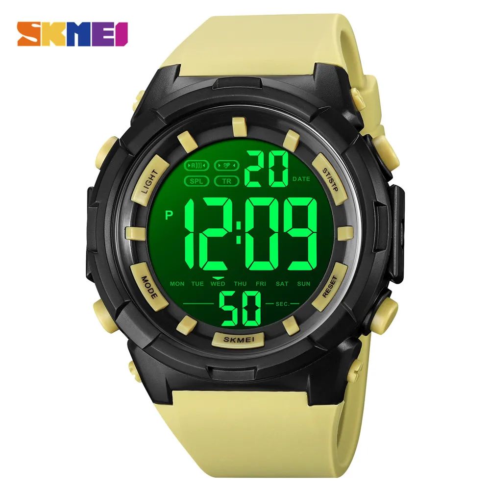 SKMEI LED Light Sports Watches Mens Countdown 2 Time Digital Wristwatch Alarm Date Clock 5Ba Waterproof Relogio Masculino 1845 