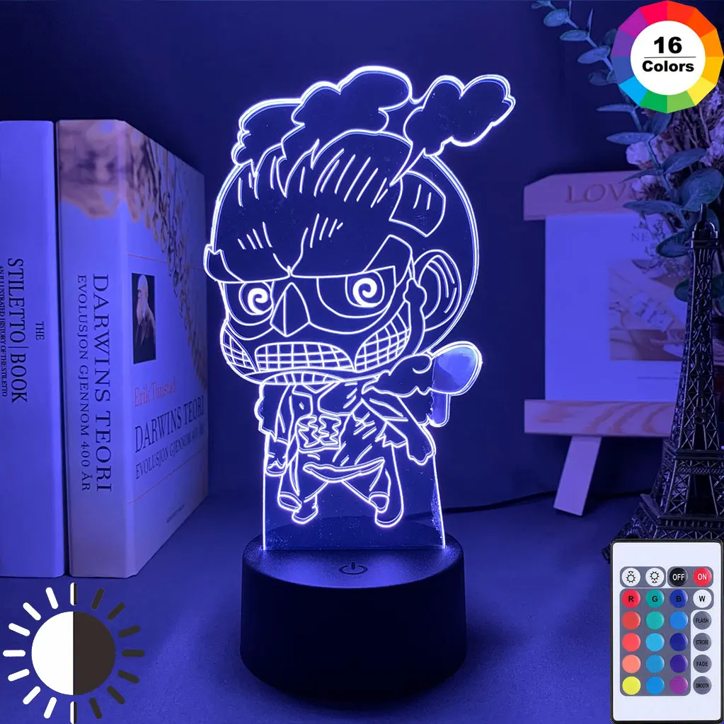 3D Night Light Attack on Nightlight for Child Bedroom Decoration Touch Sensor Desk Lamp Gift Kids Titan Birthday | Освещение